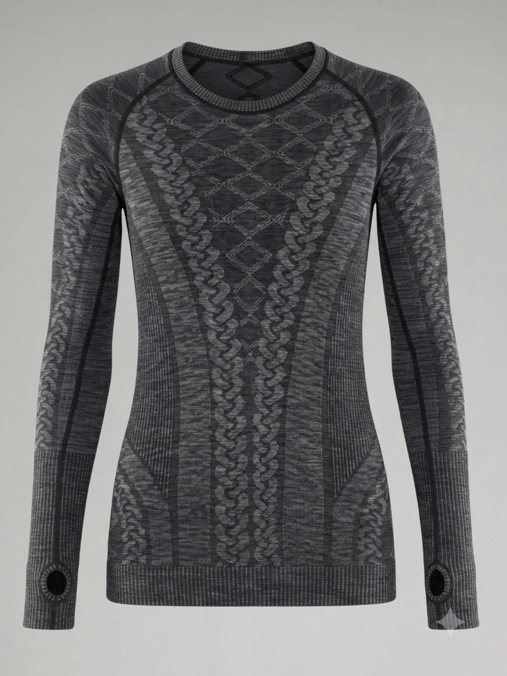 Lululemon Rest Less Pullover Heathered Black Gray Diamond Jacquard Knit Top 6